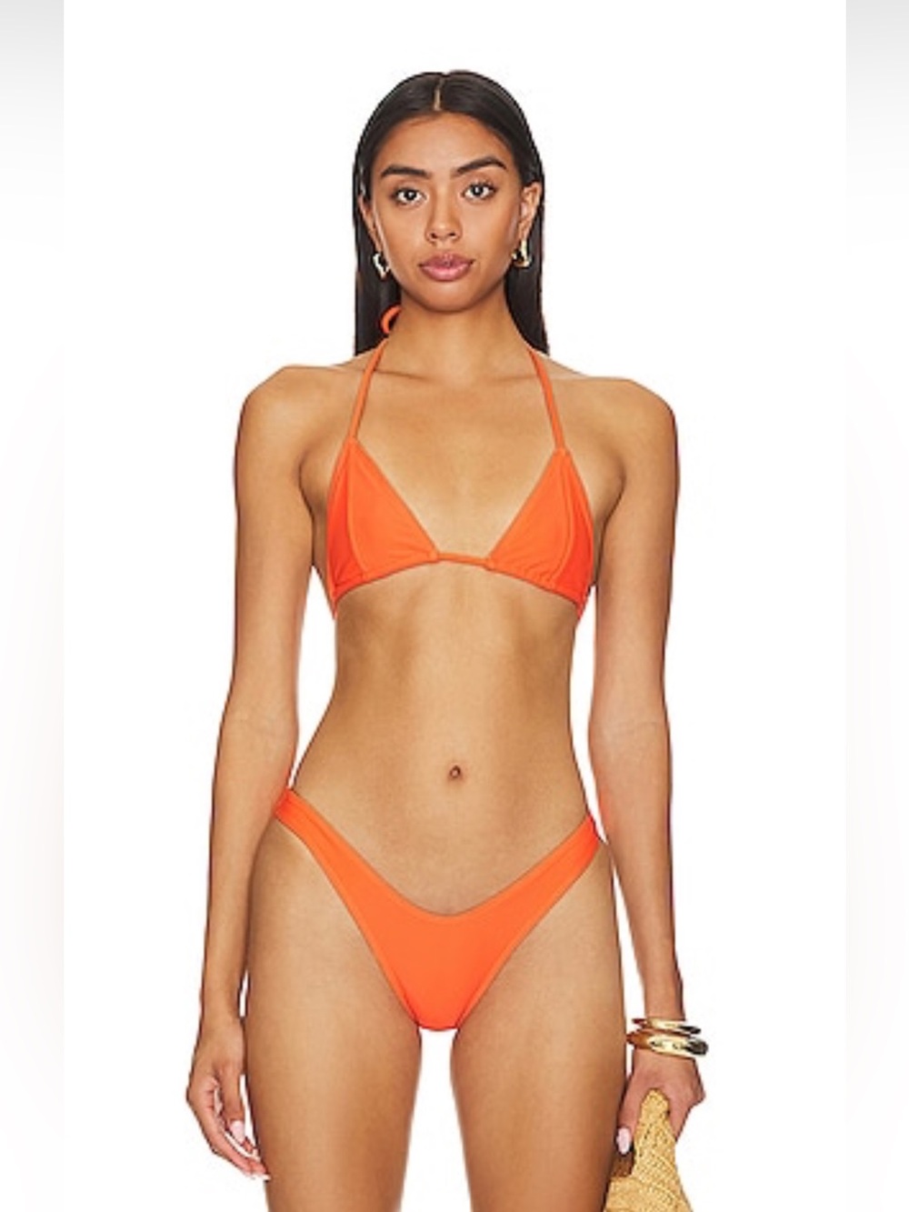 Camila Coelho Bright Neon Orange Triangle Bikini